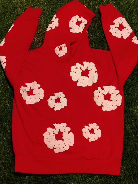 Denim Tears Other - Red Denim Tear Top with White Bloom Motif